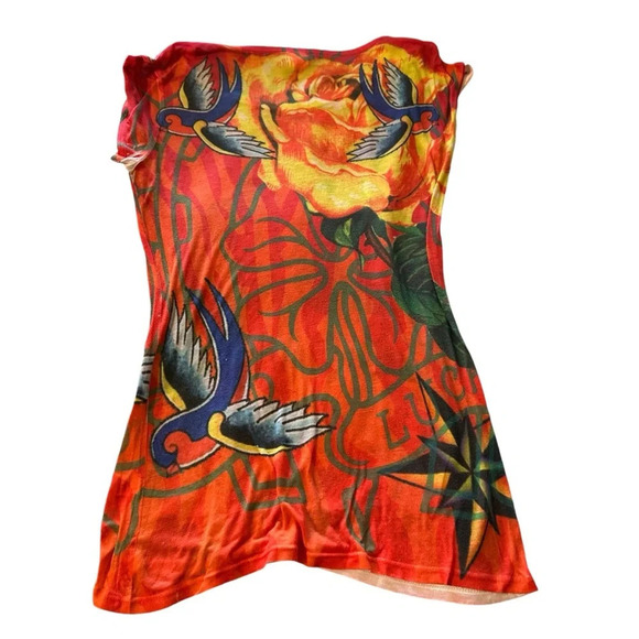 Guess women's size small vintage orange floral blouse - Picture 3 of 4